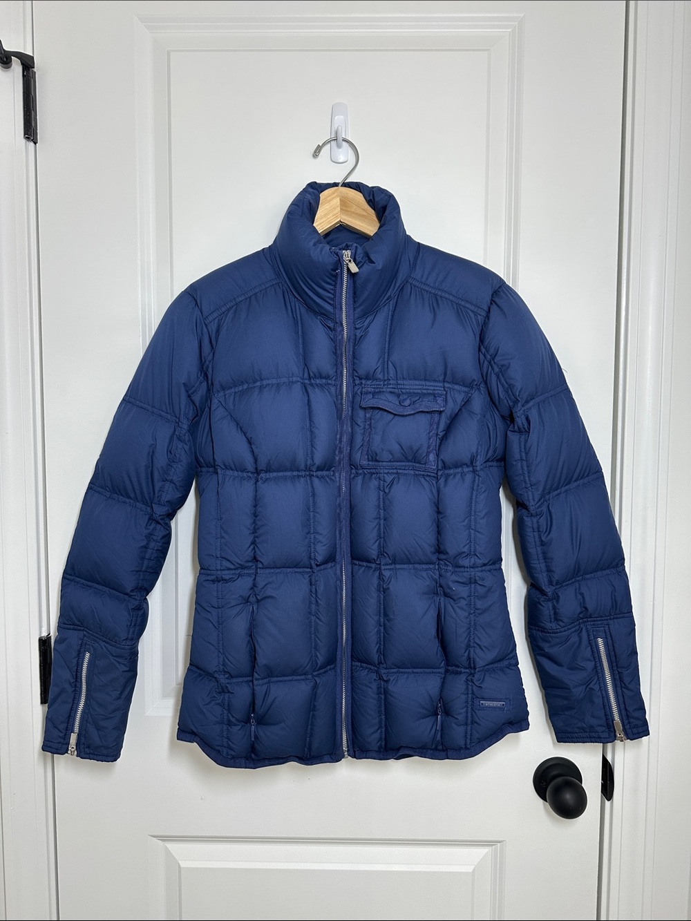 Athleta Women's Down Filled Quilted Puffer Jacket Navy S
